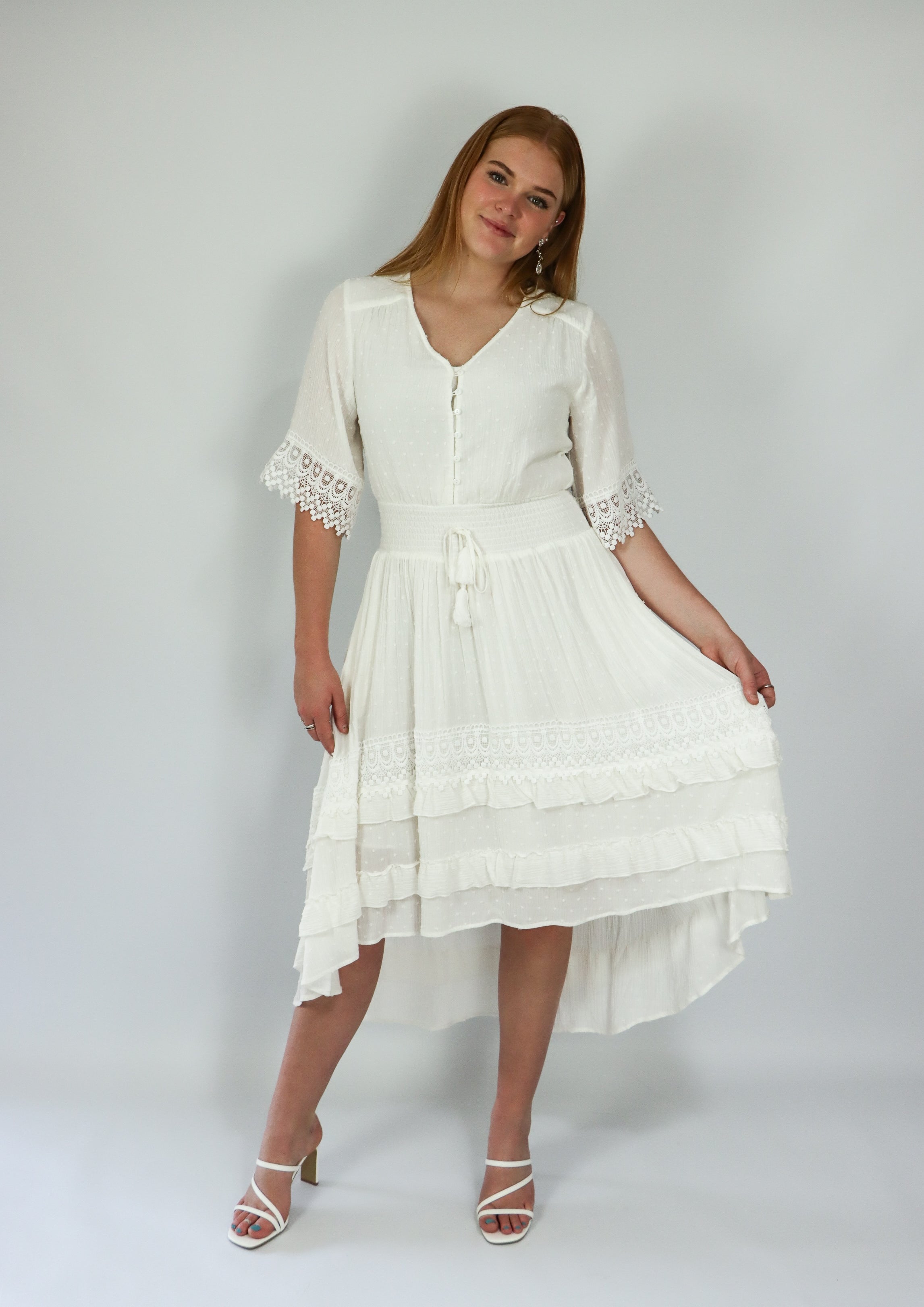 white dress midi length