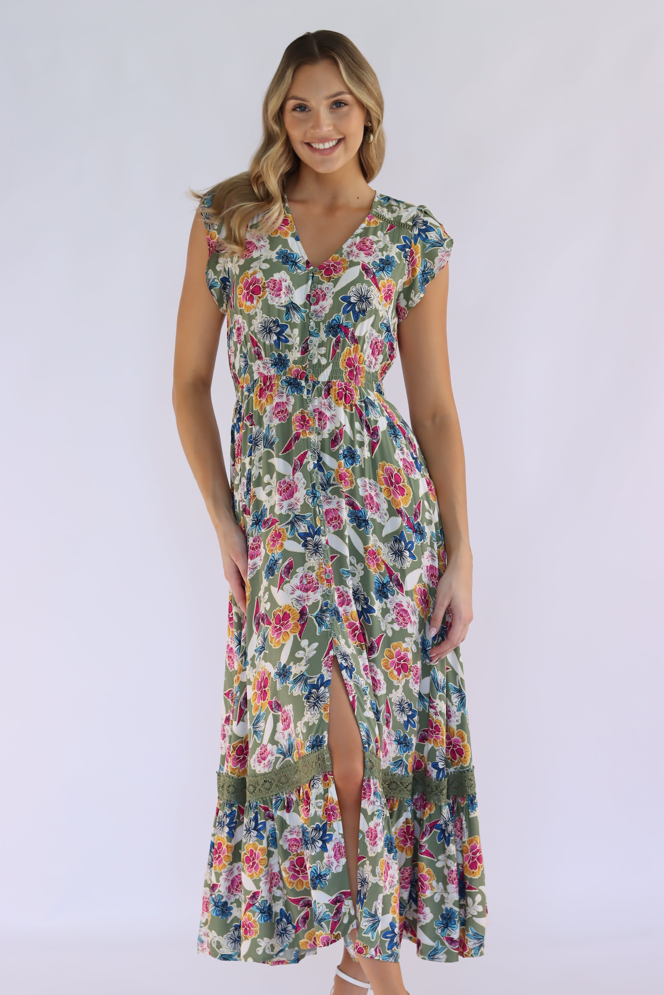 model wearing maxi dress