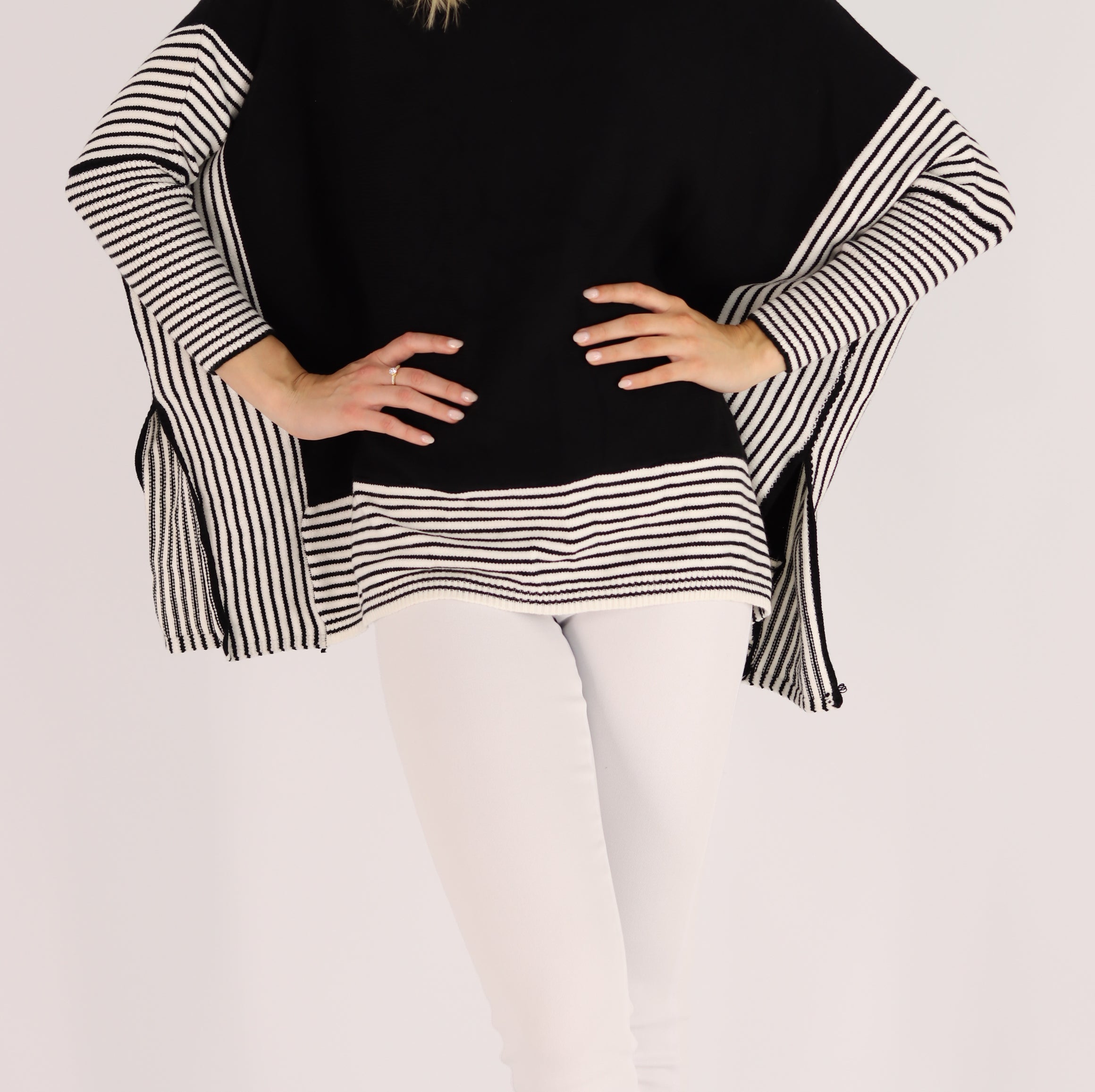 black and white knit pullover