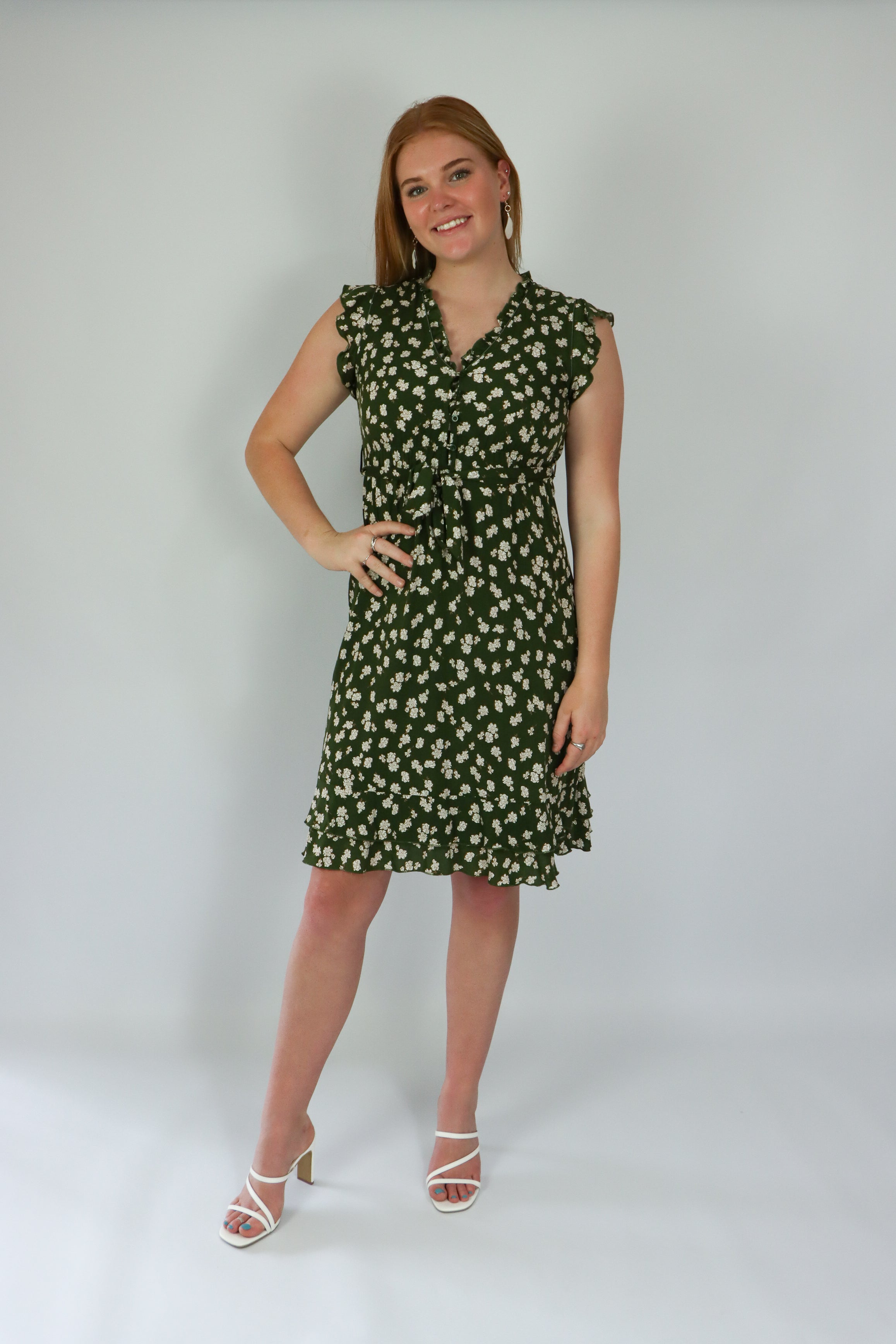 skeera dress floral white pattern