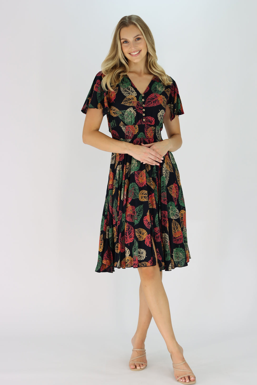 Leonora Dress In Leaf print