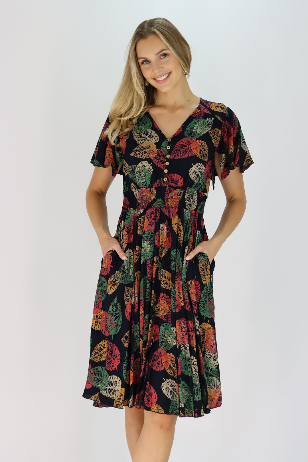 Leonora Dress In Leaf print