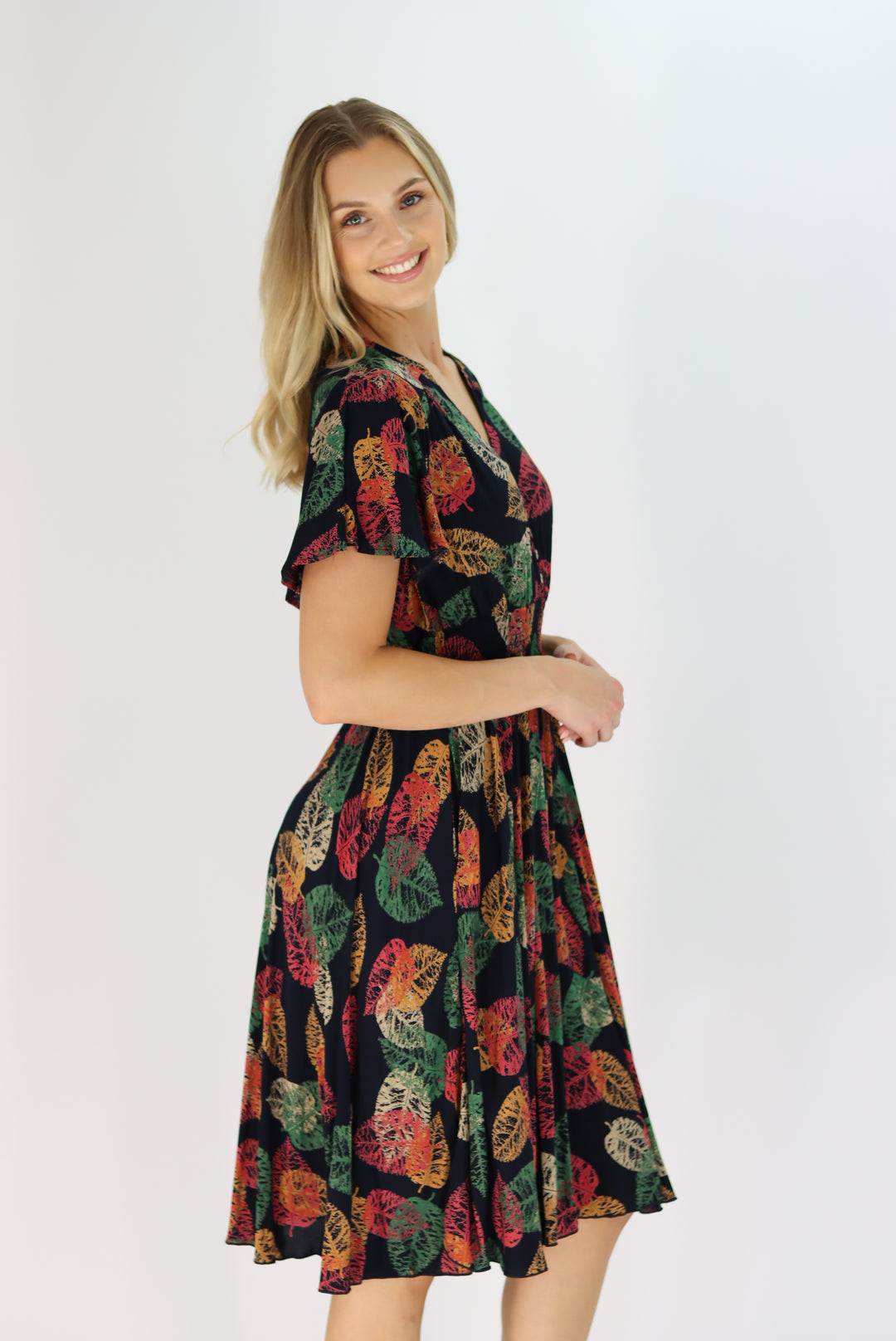 Leonora Dress In Leaf print