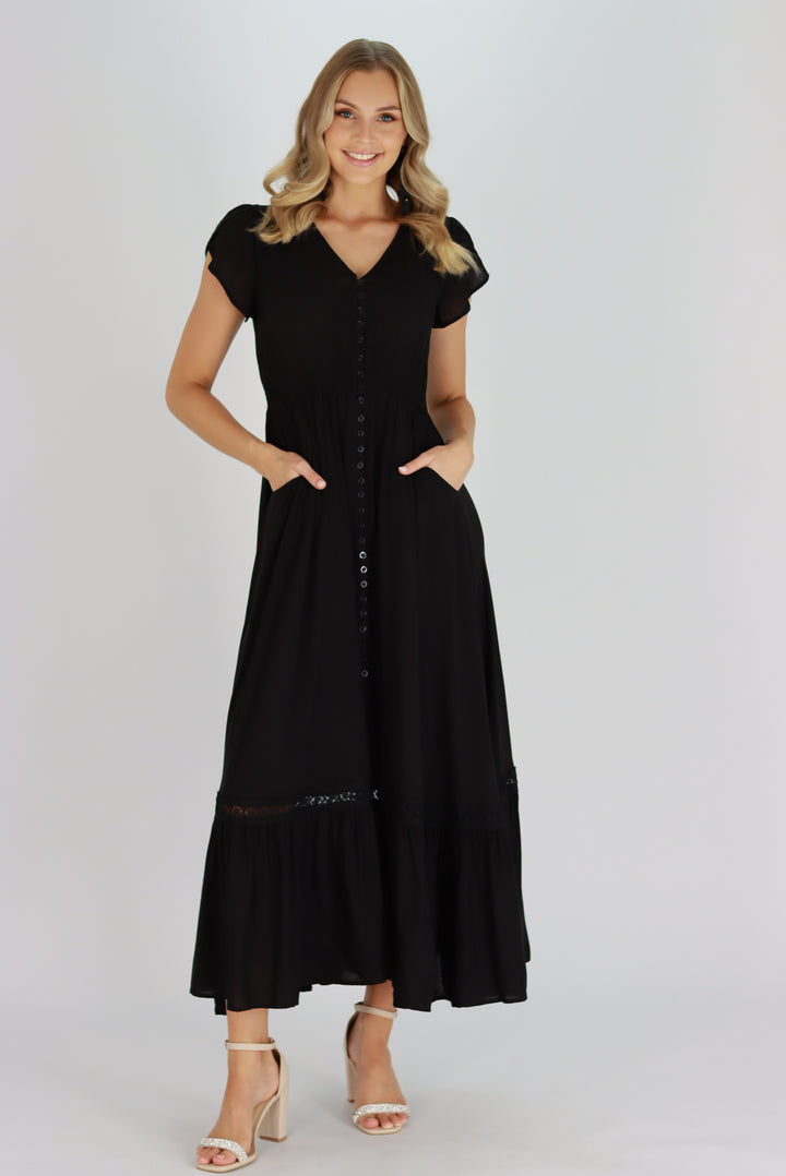 Marcella Black Maxi Dress