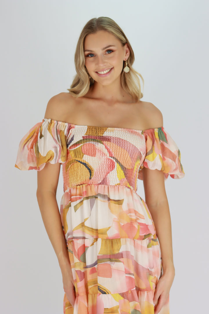 Paradise Midi Dress in Multi Colour