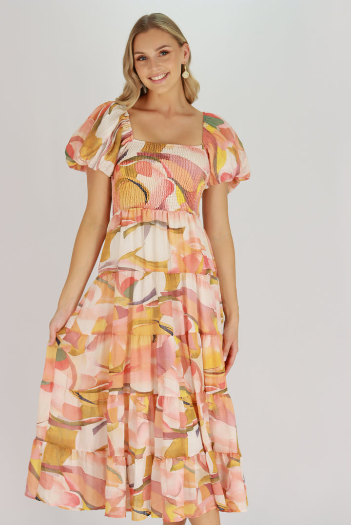 Paradise Midi Dress in Multi Colour