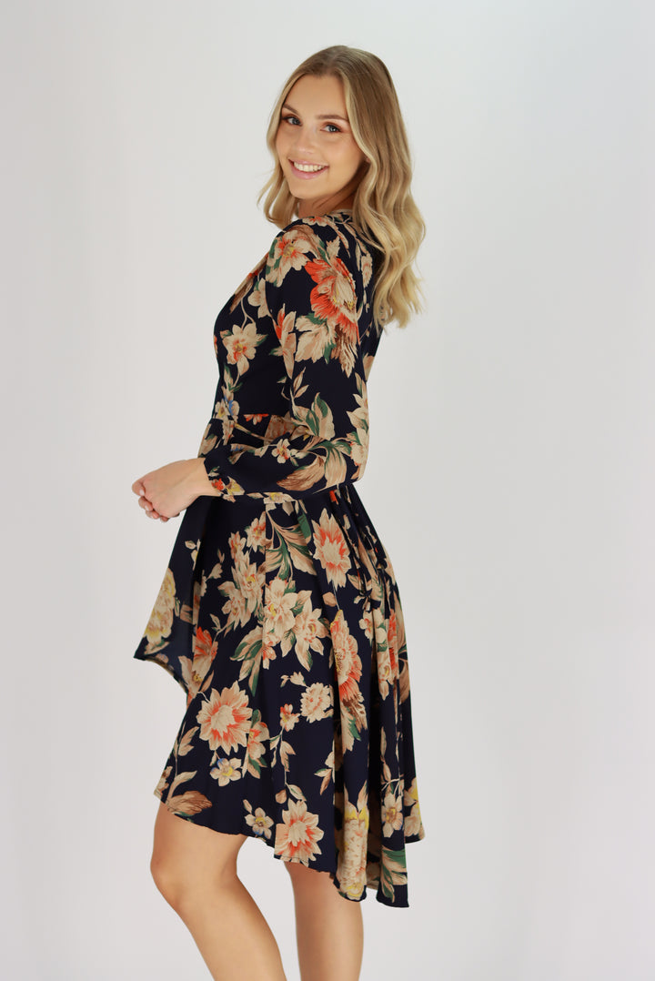 Eleena Wrap Dress In Navy