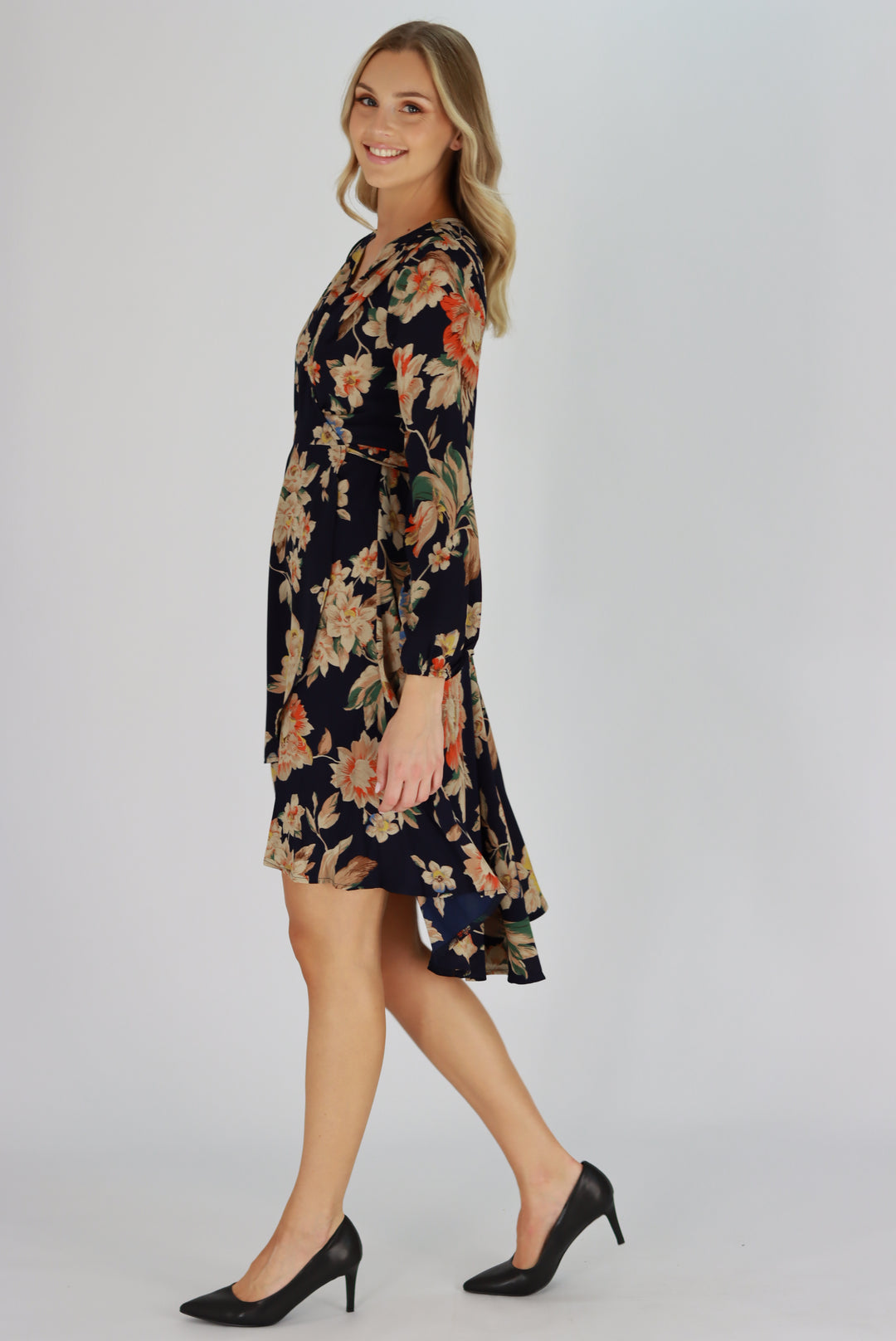 Eleena Wrap Dress In Navy