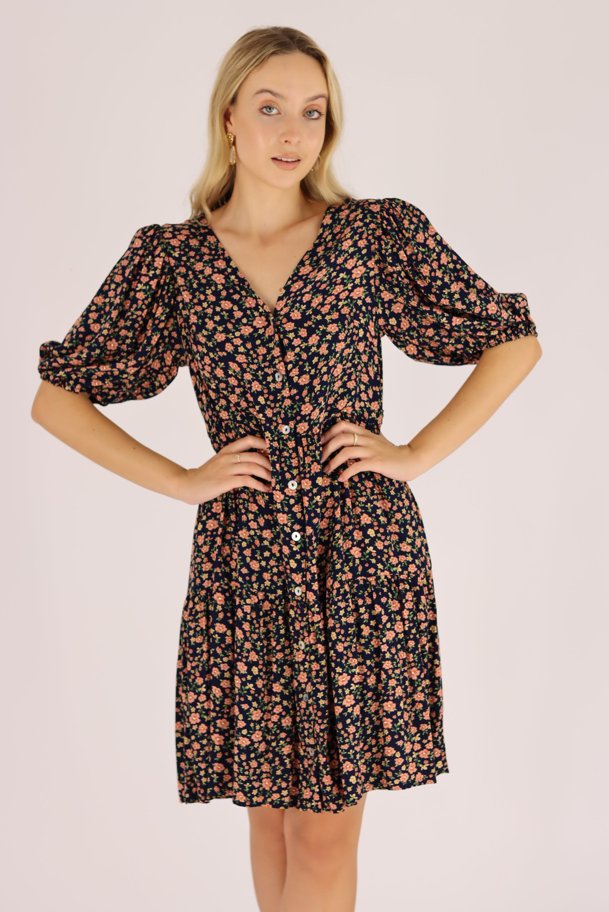 button down floral dress