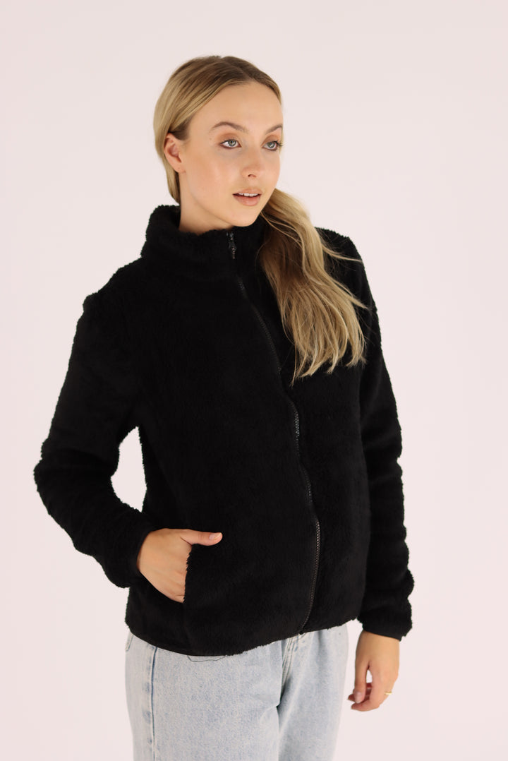 Damon Fur Jacket In Black