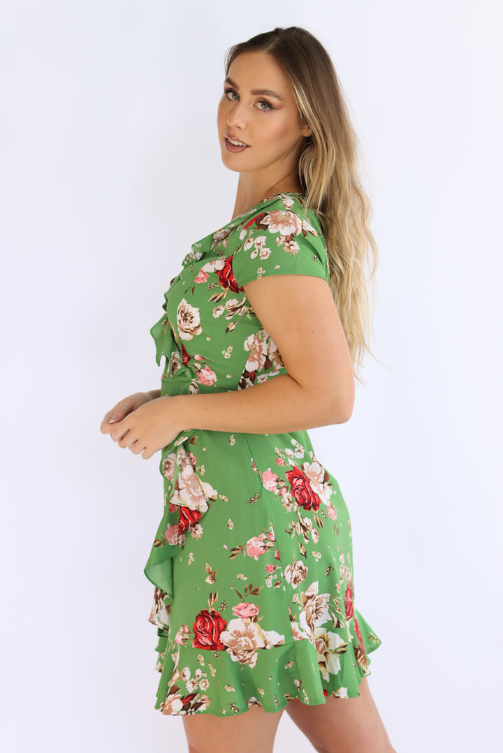 Attley Floral Dress in Green