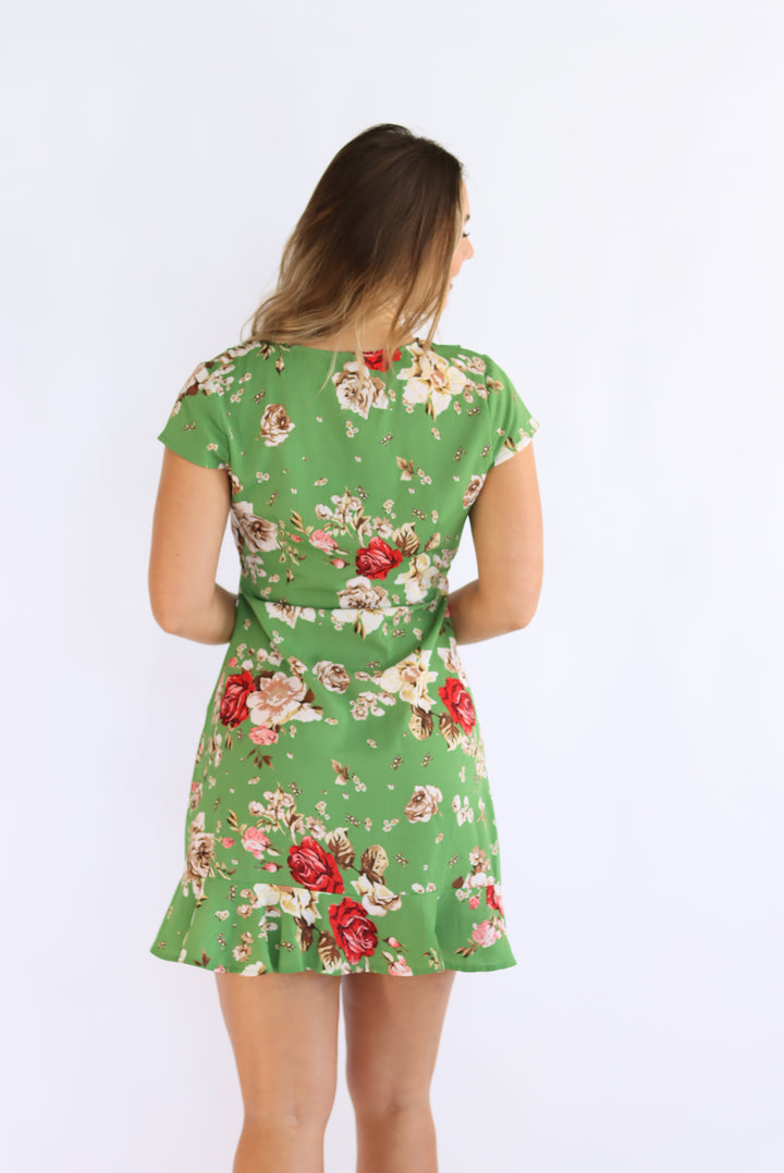 Attley Floral Dress in Green