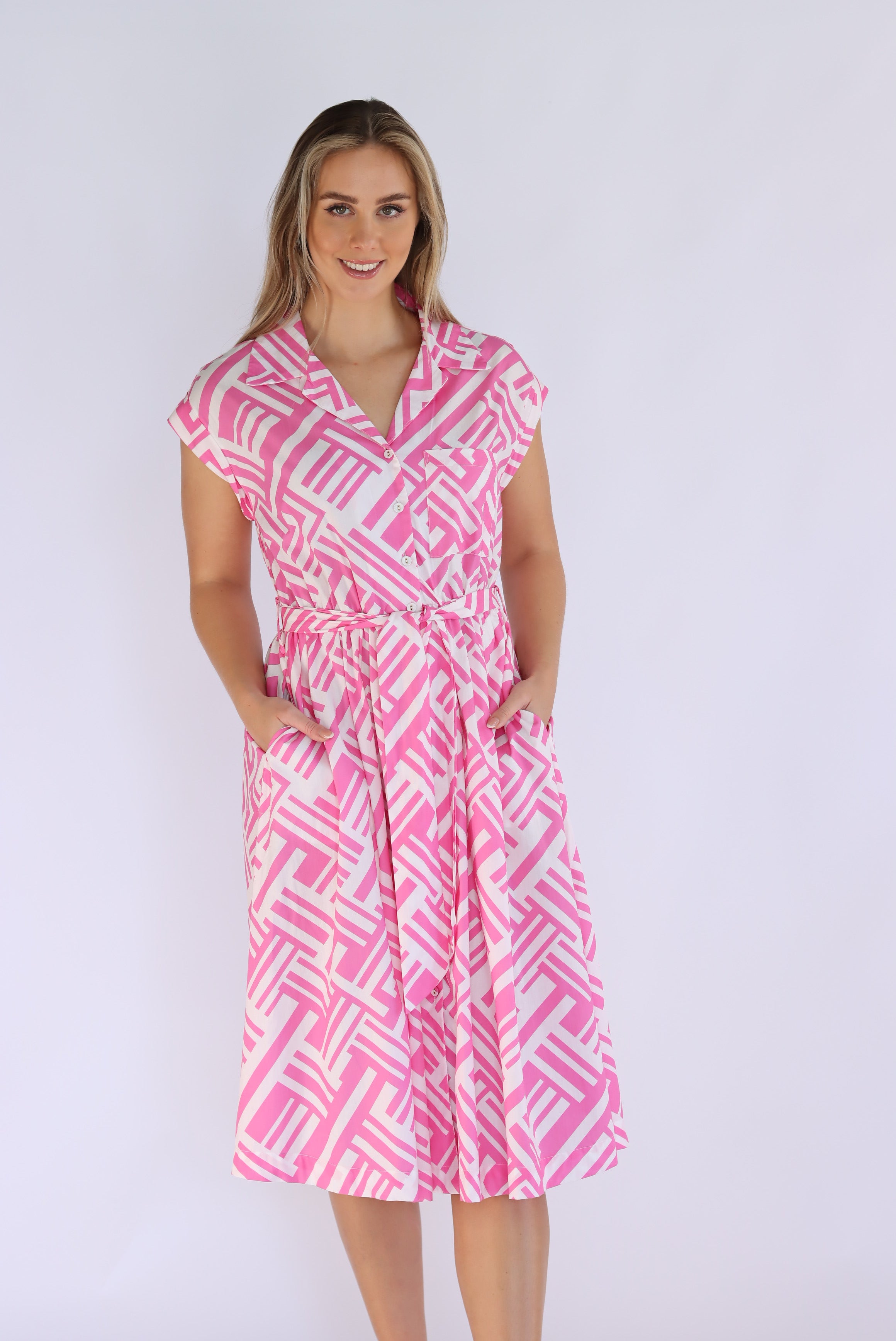 pink dress with pockets