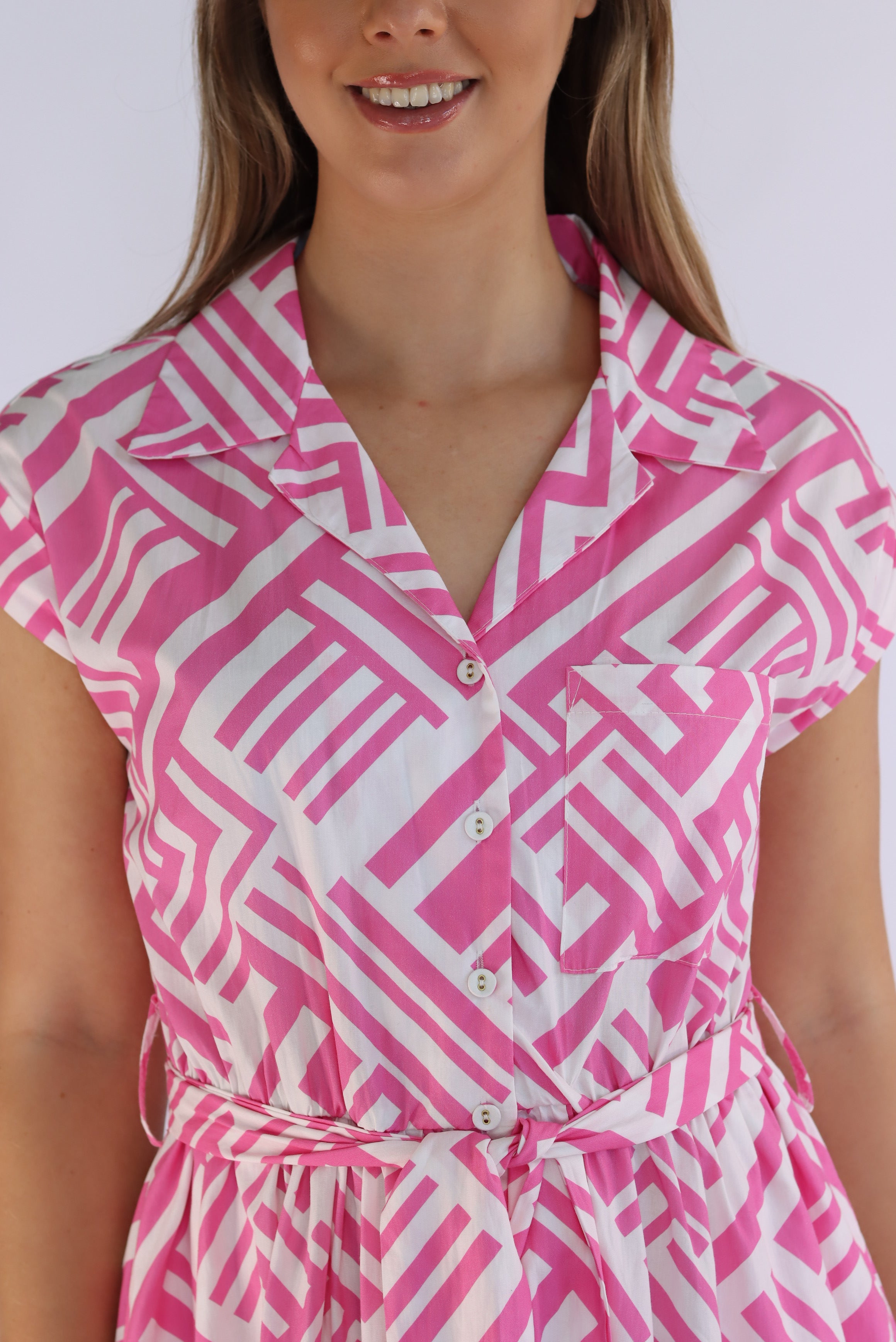 pink pattern dress