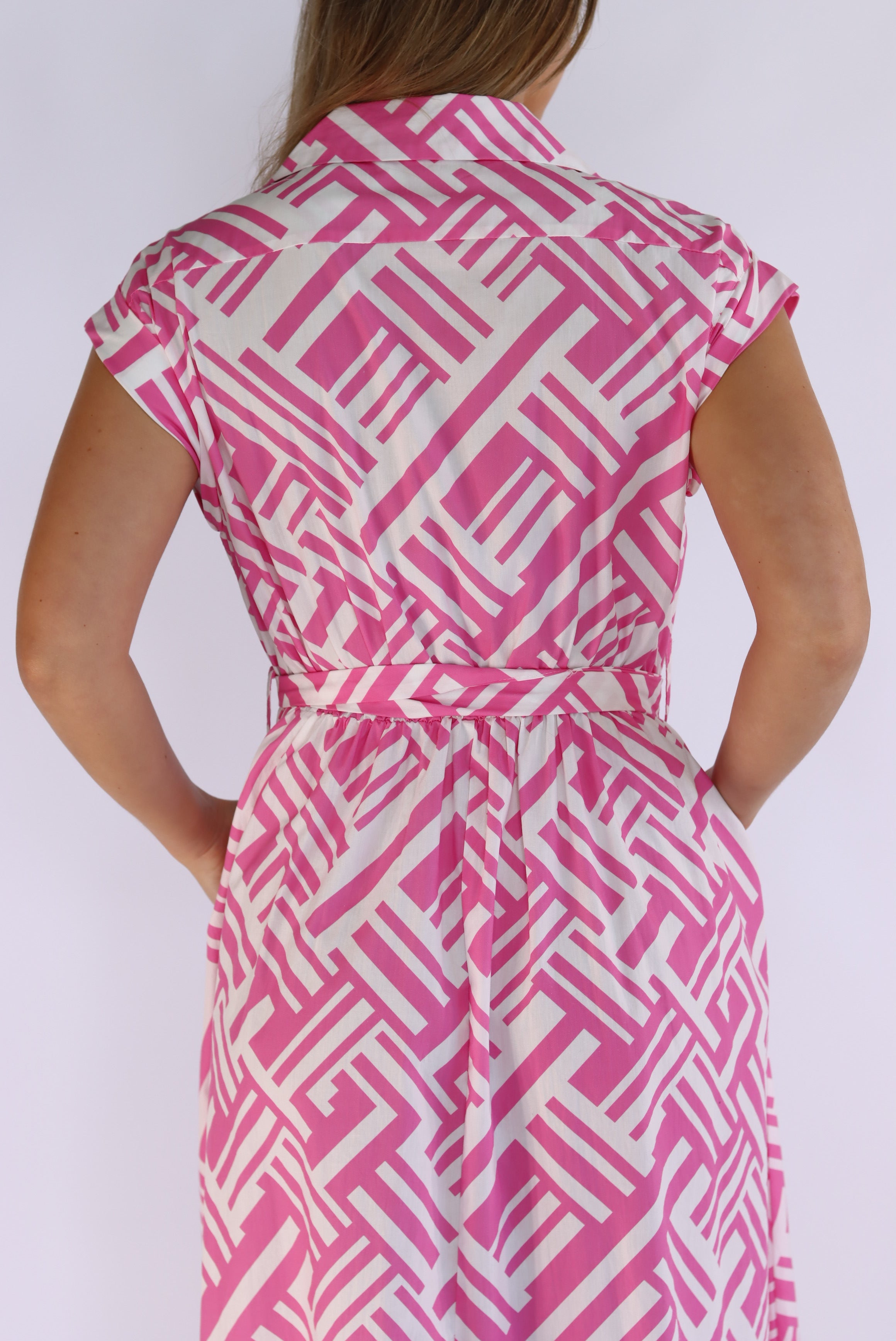 pink dress with waist tie