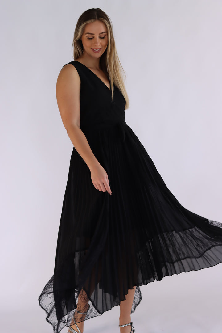 Showstopper Black Lace Midi Dress