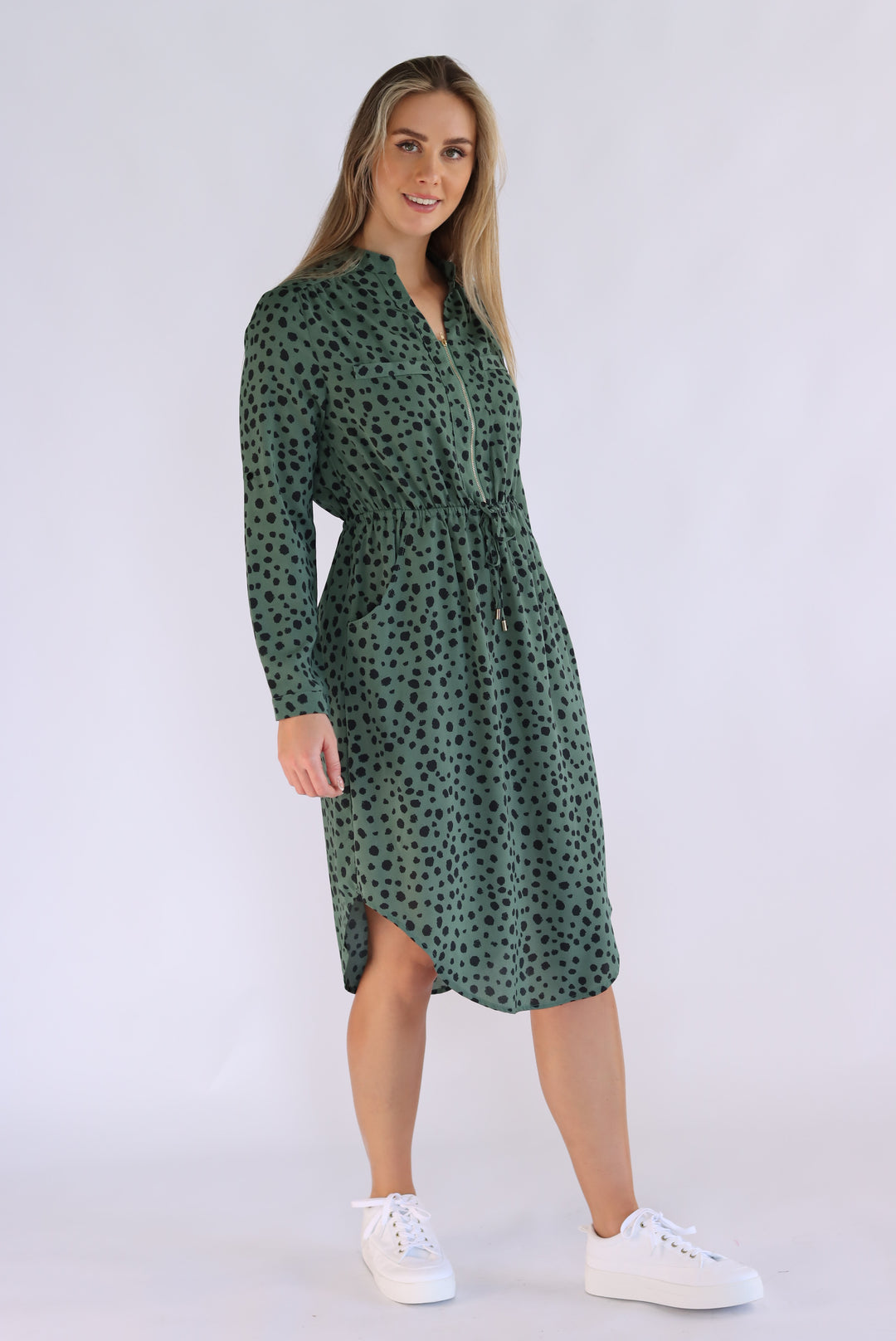 Ellie Leopard Dot Dress In Green