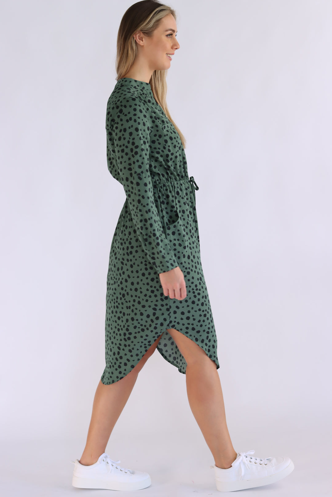 Ellie Leopard Dot Dress In Green