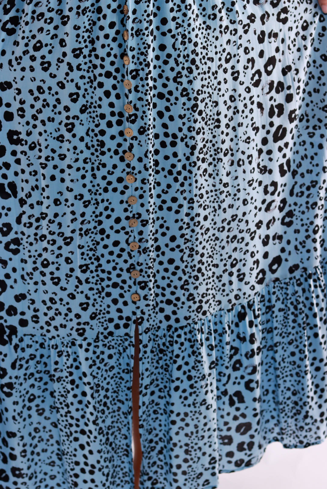 Penny Leopard Maxi Skirt In Blue