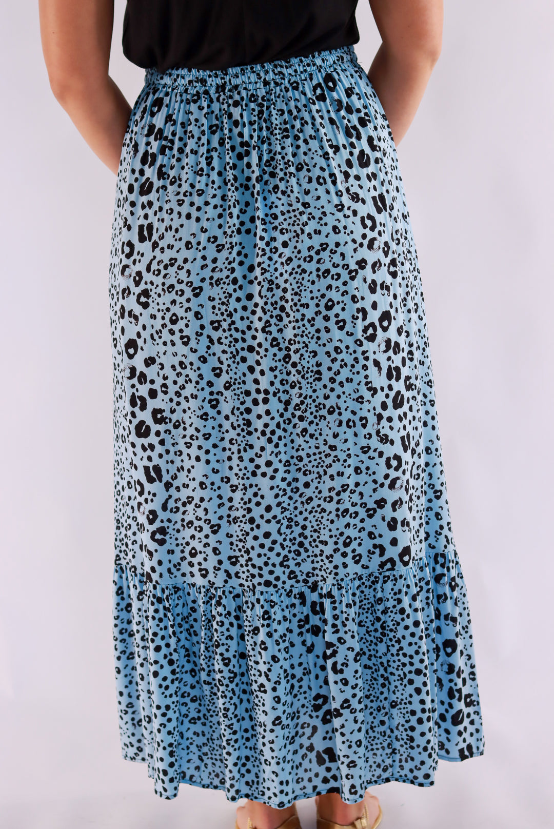 Penny Leopard Maxi Skirt In Blue