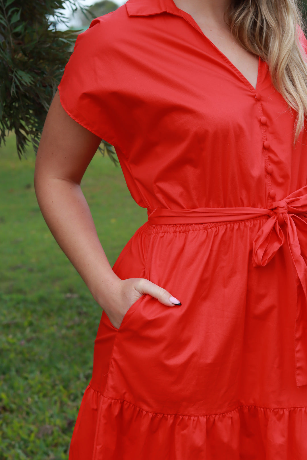 Larissa Midi Dress in Love Heart Red