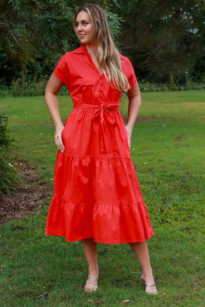 Larissa Midi Dress in Love Heart Red