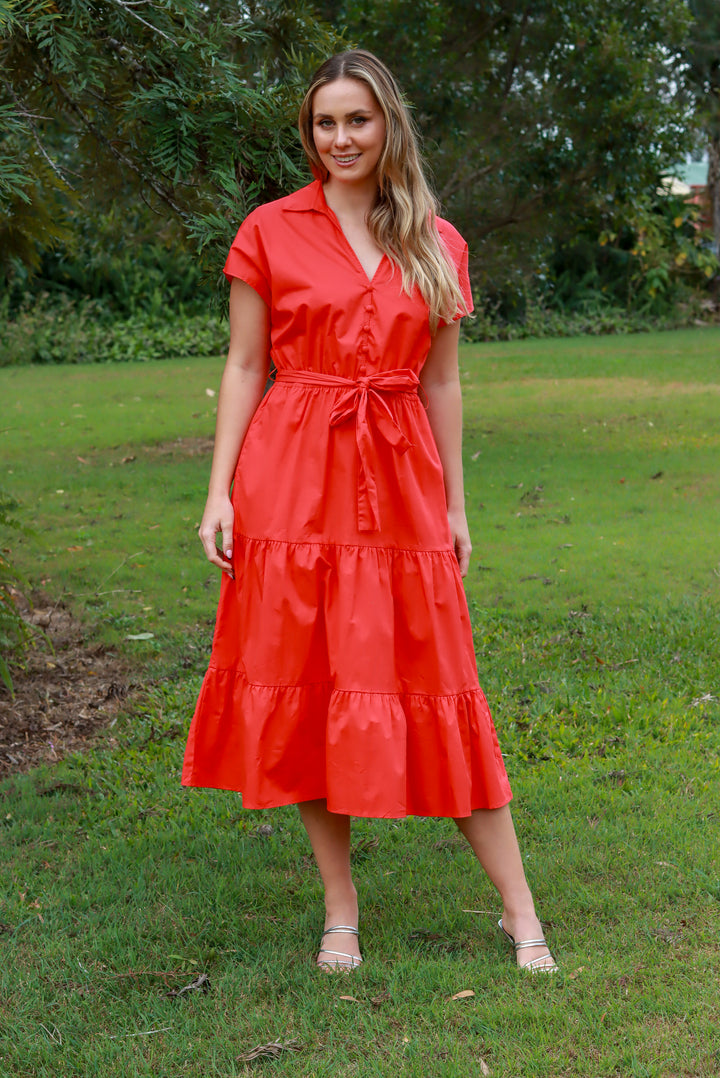 Larissa Midi Dress in Love Heart Red