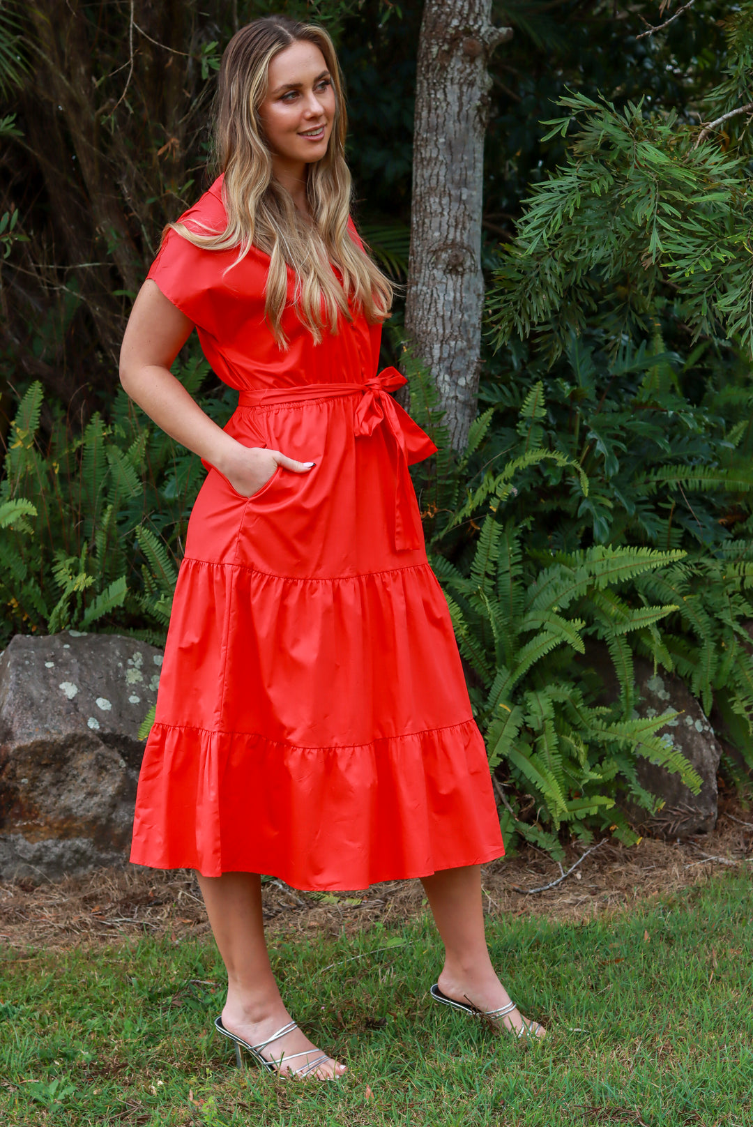 Larissa Midi Dress in Love Heart Red