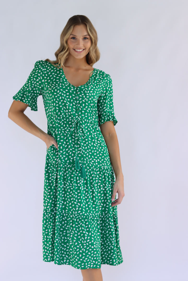 Dina Midi Dress In Green