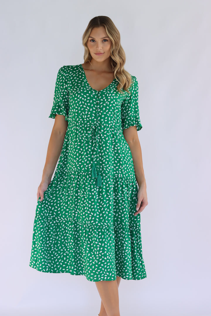 Dina Midi Dress In Green