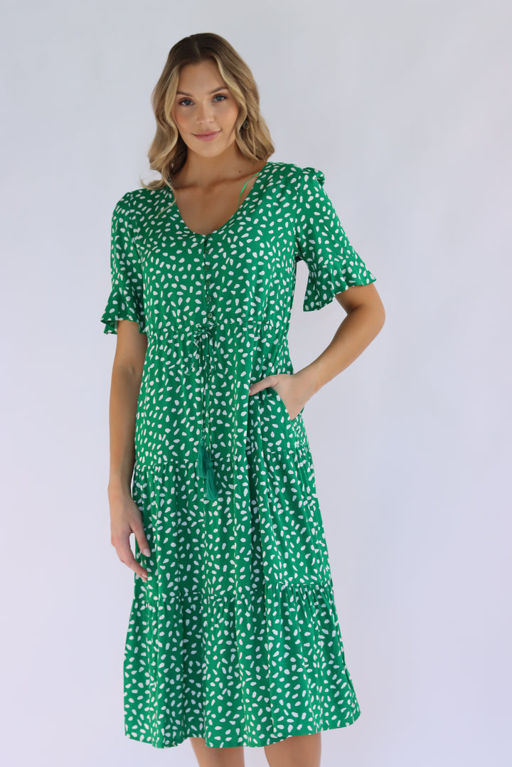 Dina Midi Dress In Green