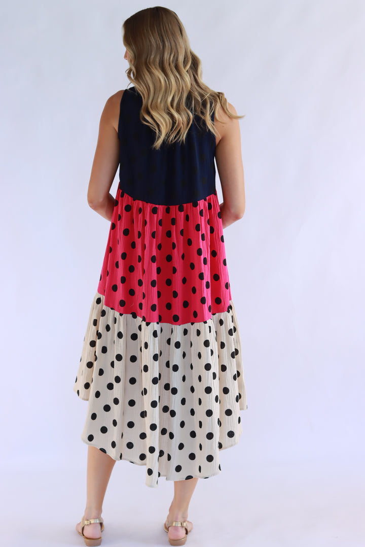 Symona Tri Polka Cotton Dress