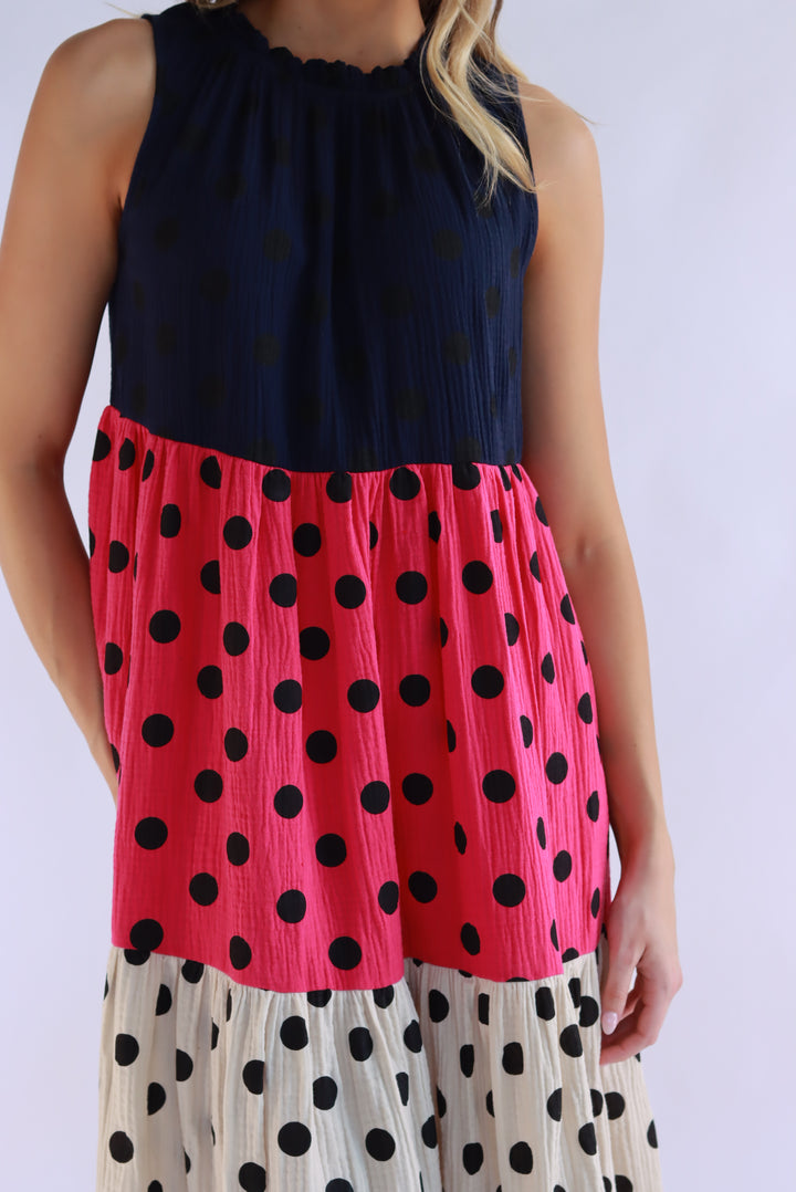 Symona Tri Polka Cotton Dress