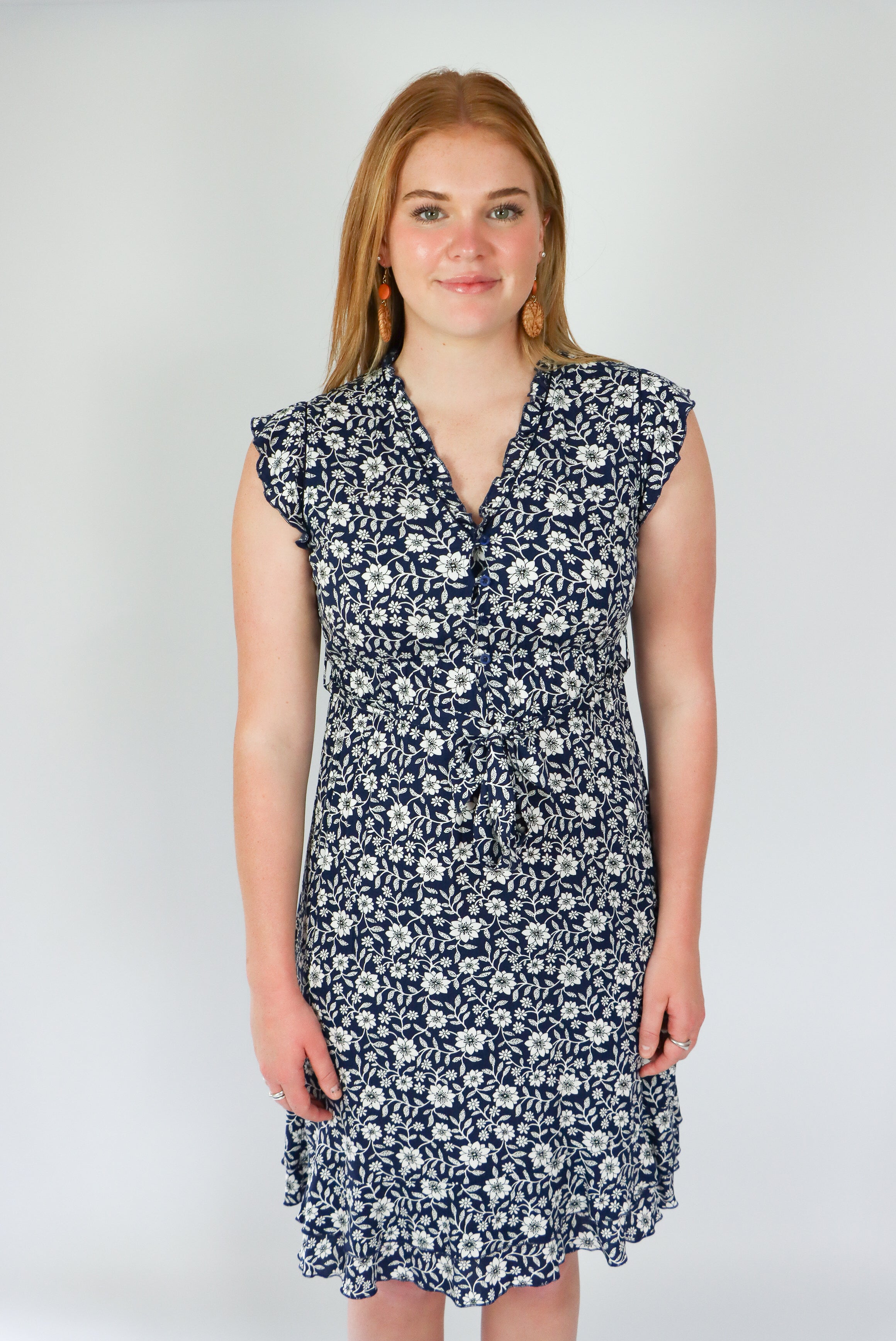 Abbie floral dress in navy base