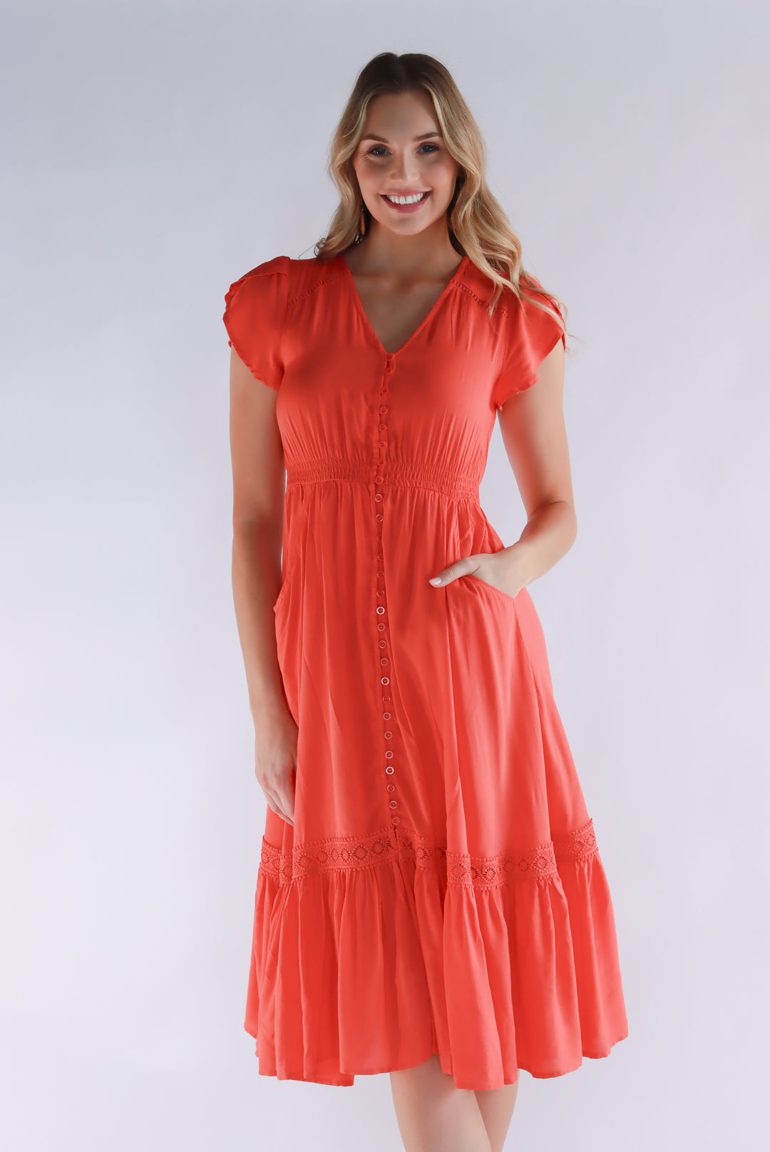 Sunset Glow Dress In Pink Orange