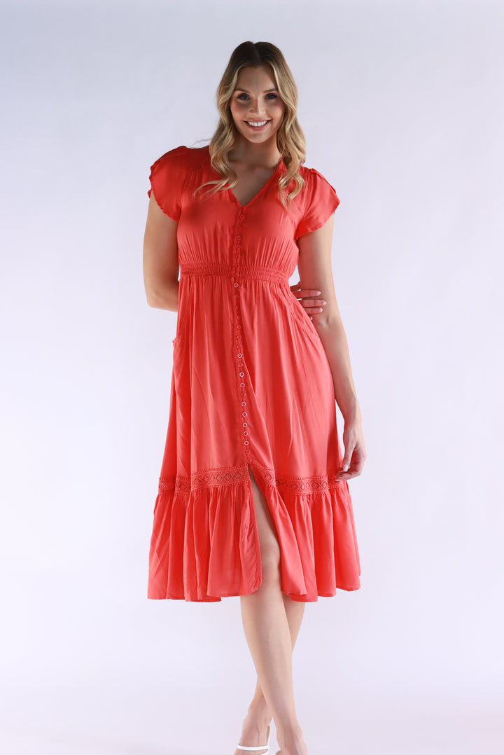 Sunset Glow Dress In Pink Orange