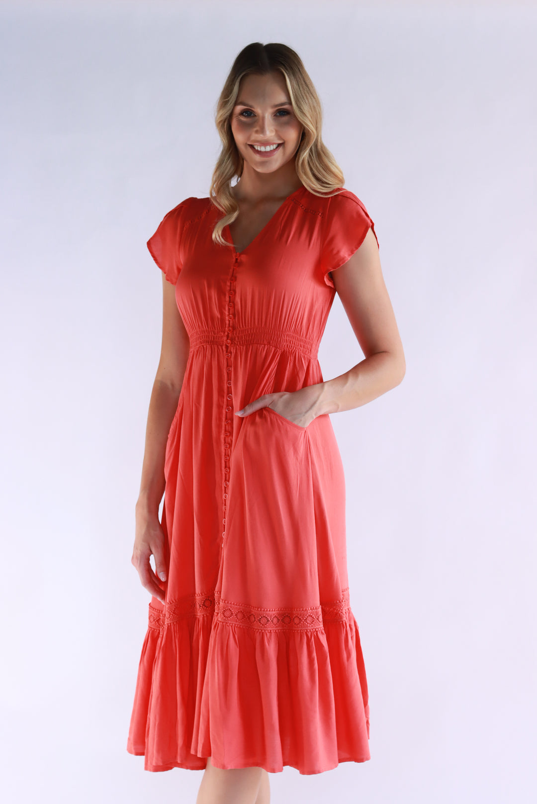 Sunset Glow Dress In Pink Orange