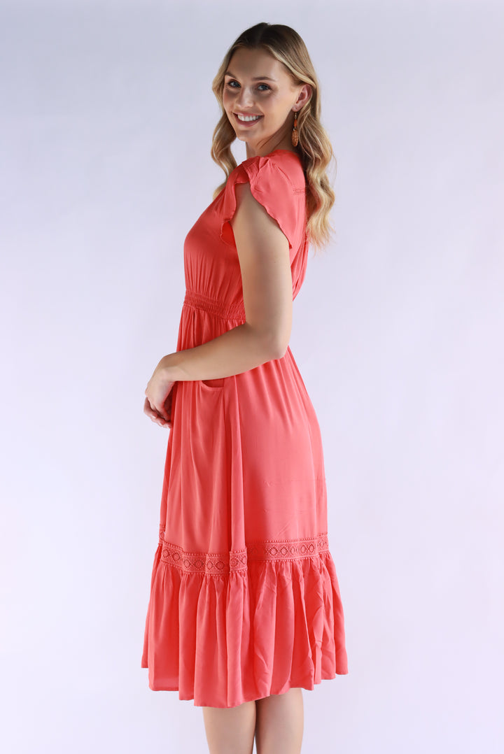 Sunset Glow Dress In Pink Orange