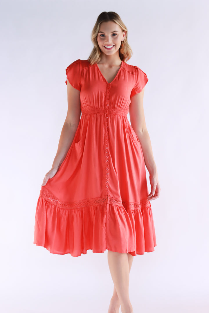 Sunset Glow Dress In Pink Orange