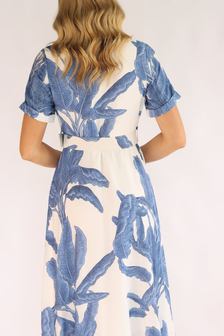 Foresta White Blue Midi Dress