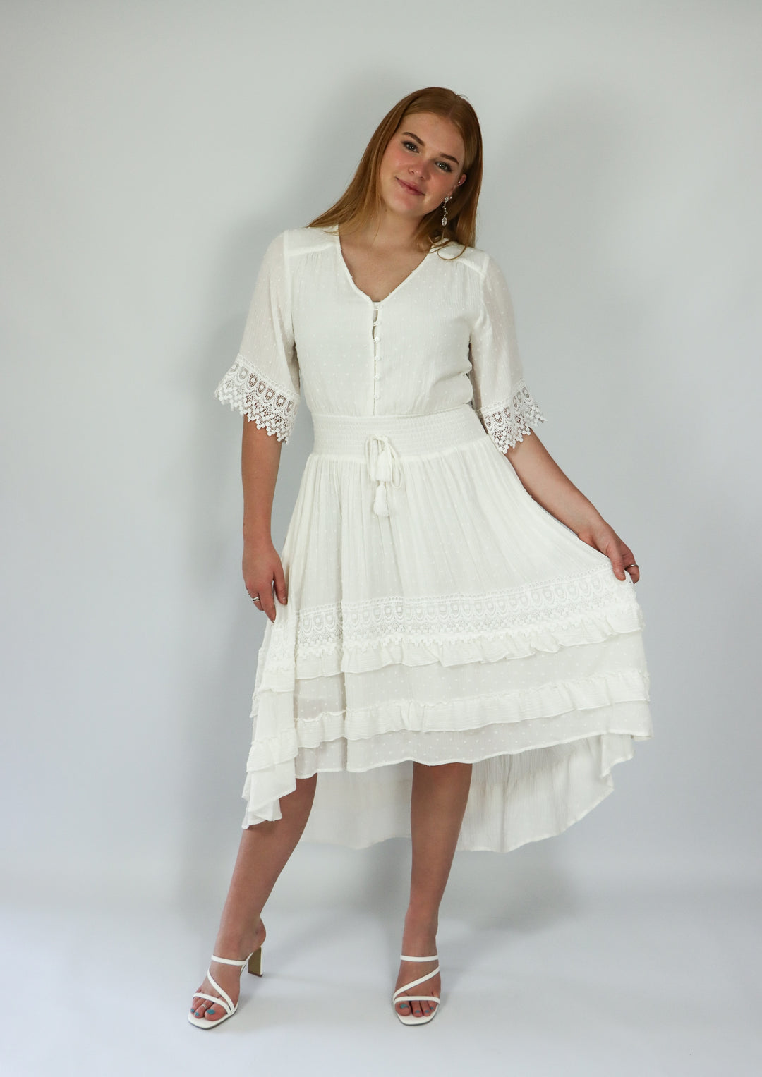 white dress midi length 