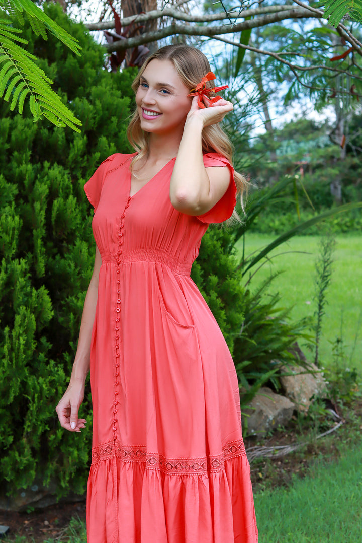 Sunset Glow Dress In Pink Orange