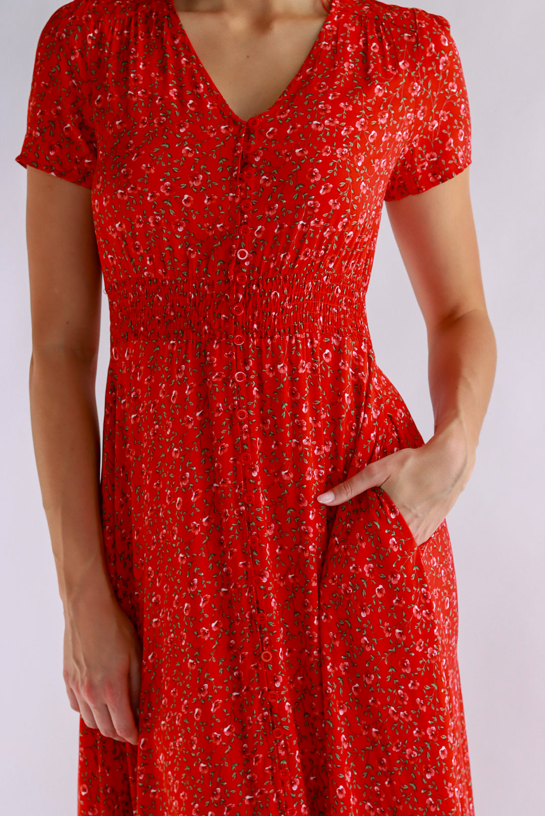 Jingle Joy Floral Red Maxi Dress