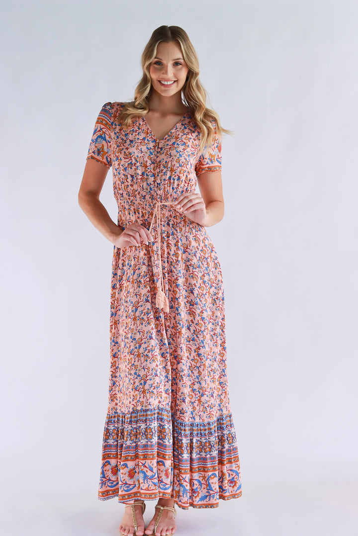 Boho Bliss Maxi Dress In Peach