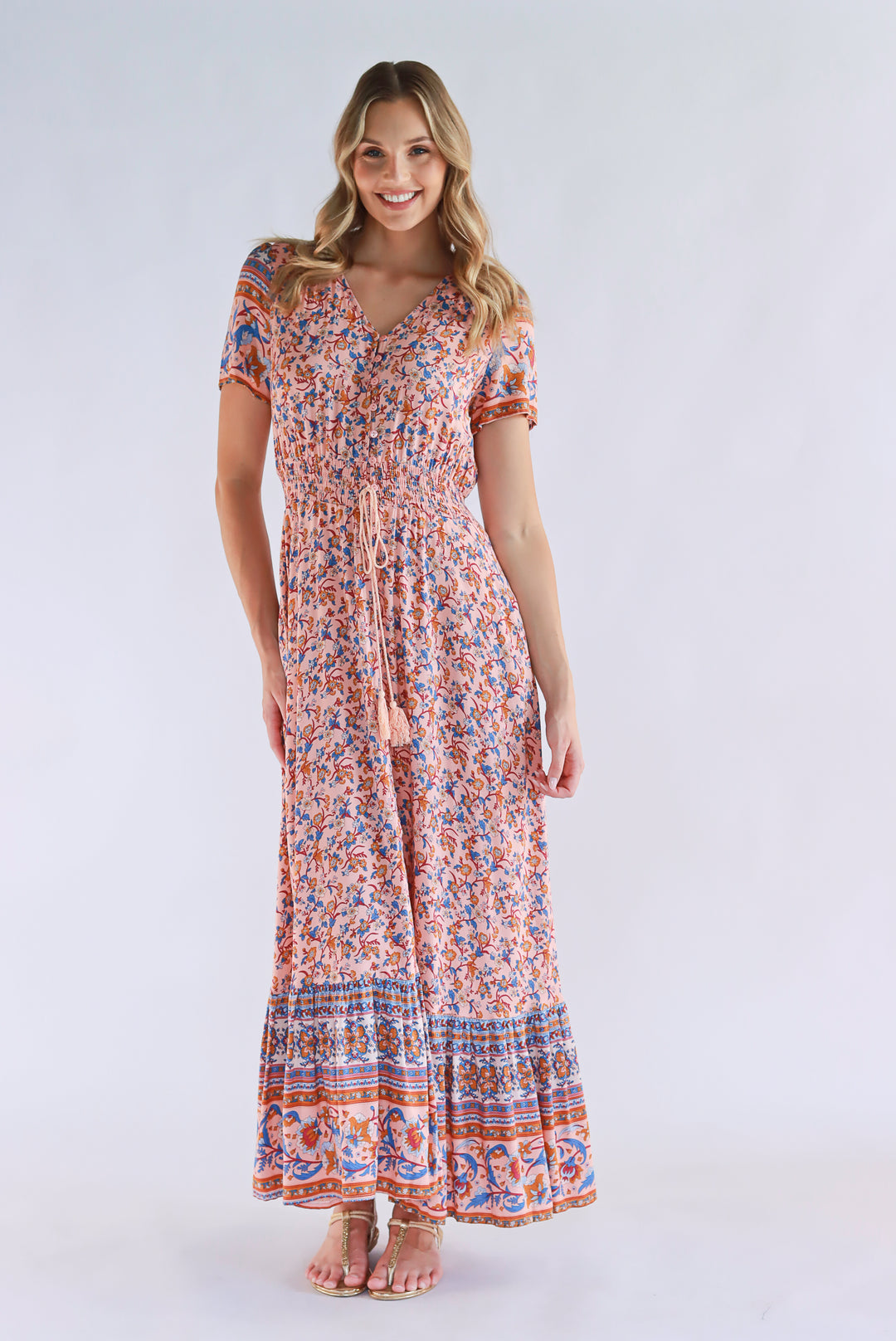 Boho Bliss Maxi Dress In Peach