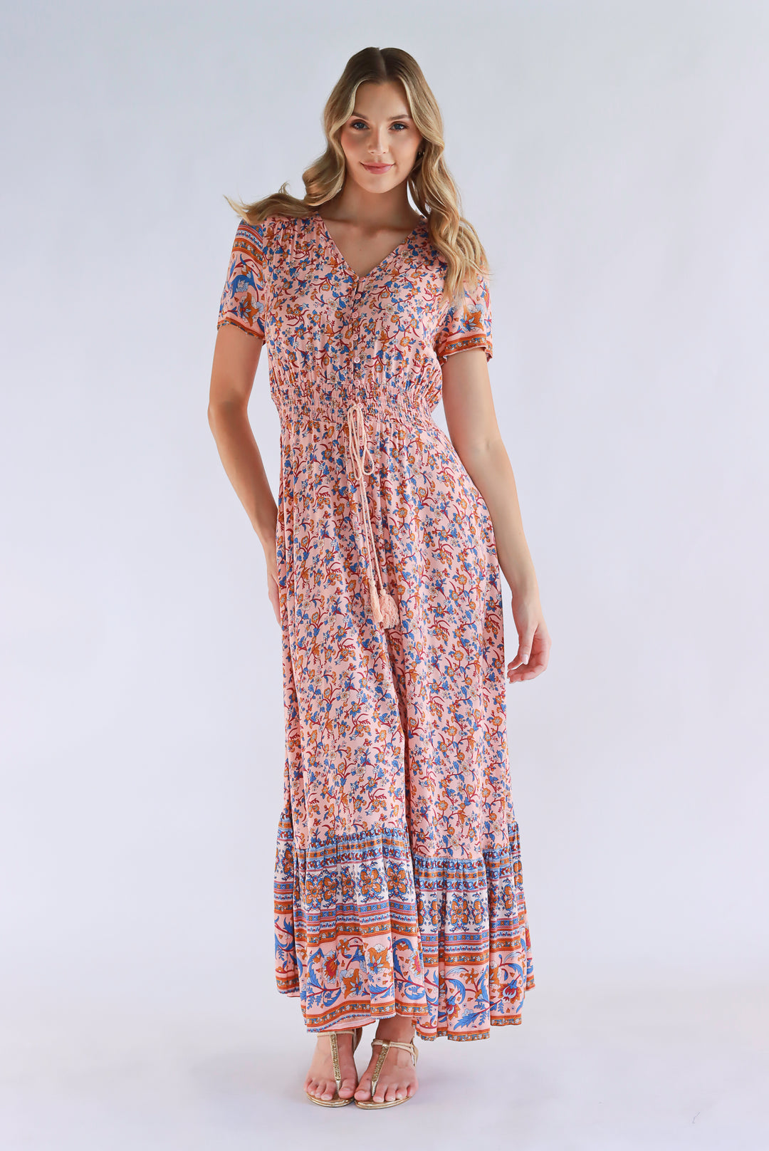 Boho Bliss Maxi Dress In Peach