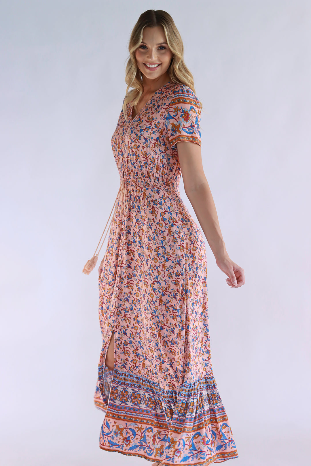 Boho Bliss Maxi Dress In Peach