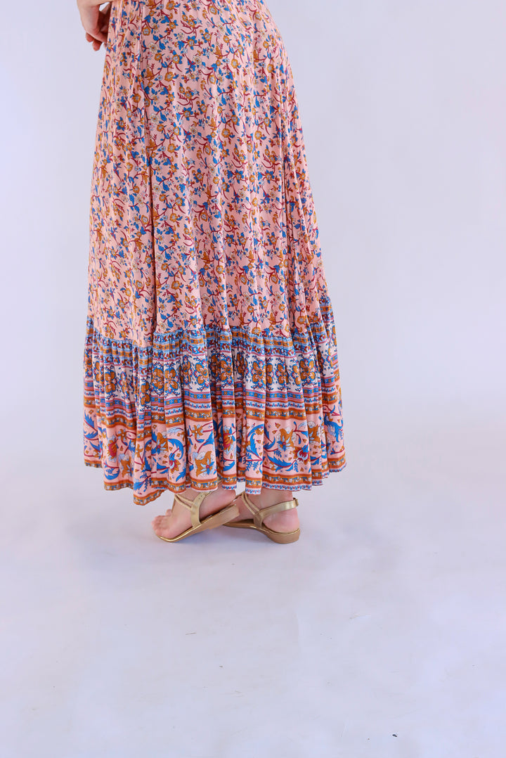 Boho Bliss Maxi Dress In Peach