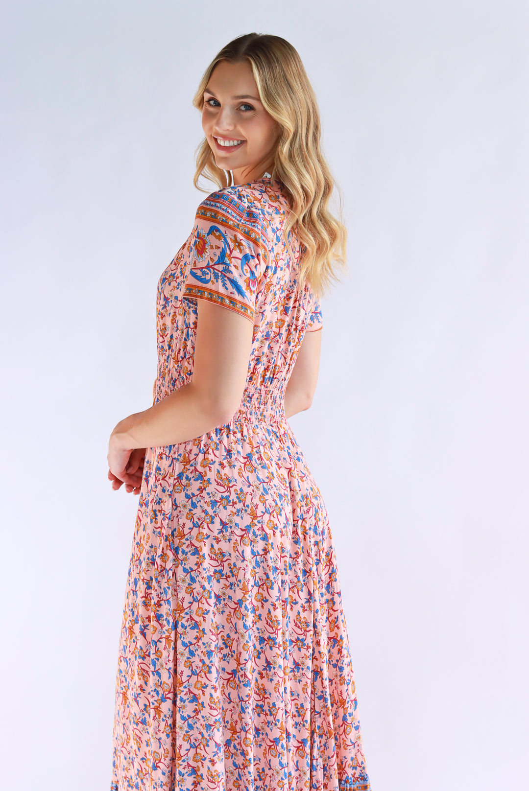 Boho Bliss Maxi Dress In Peach