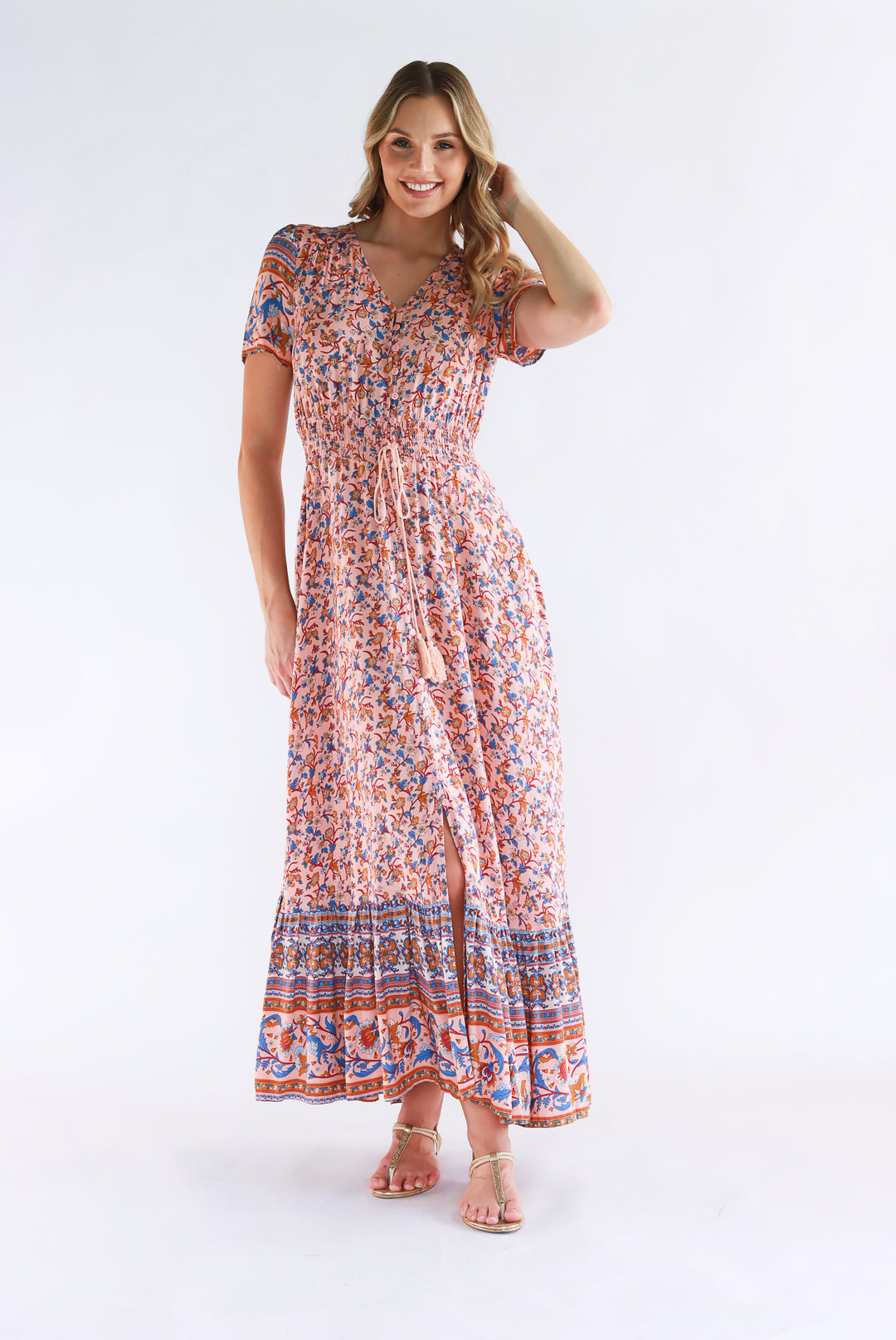 Boho Bliss Maxi Dress In Peach